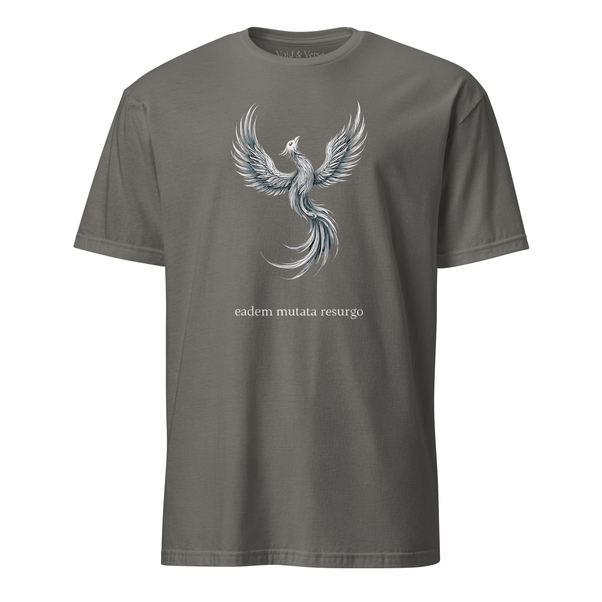 Eadem mutata resurgo. Unisex Regular Soft T-Shirt Unisex Regular Soft T-Shirt Void & Verse Charcoal S