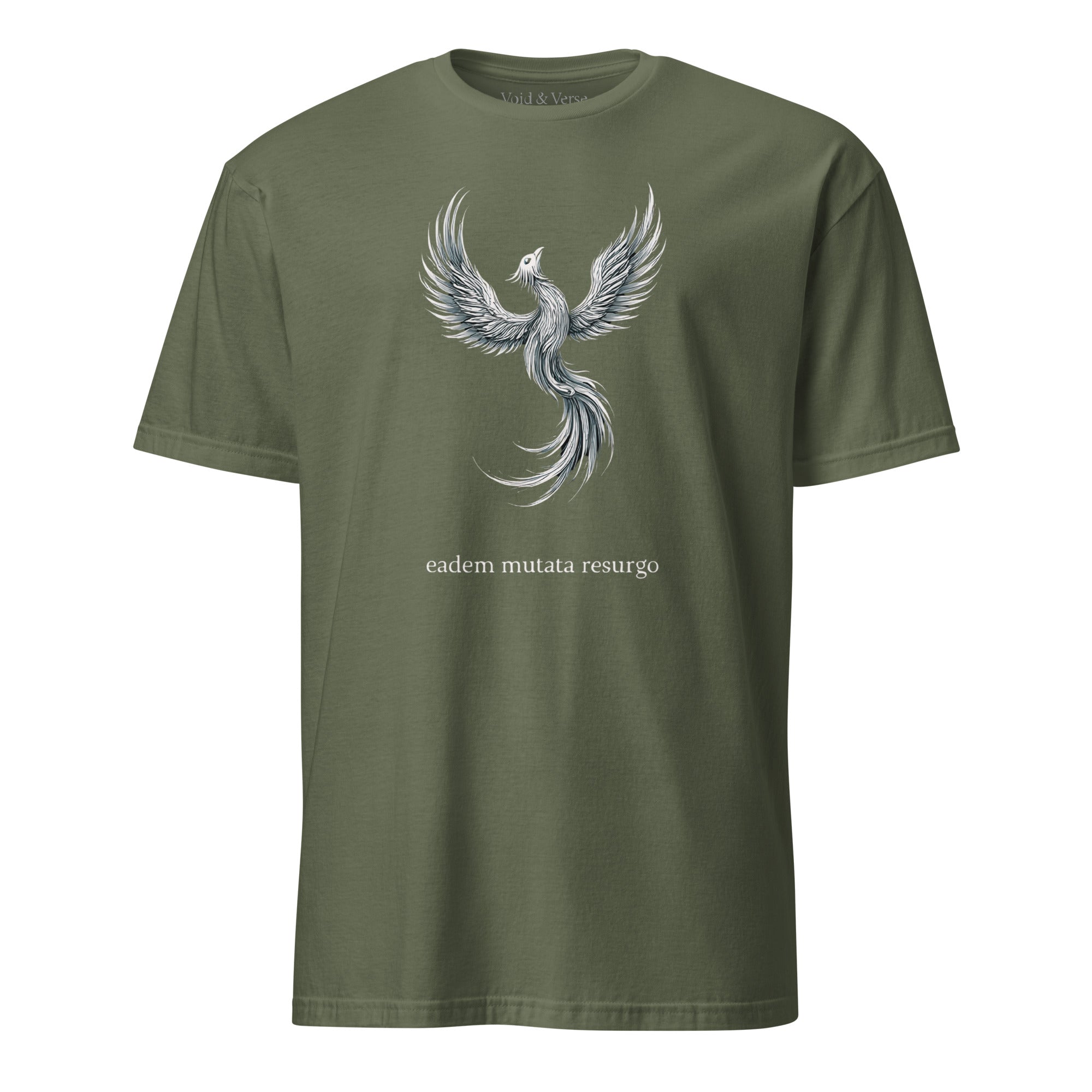 Eadem mutata resurgo. Unisex Regular Soft T-Shirt Unisex Regular Soft T-Shirt Void & Verse Military Green S