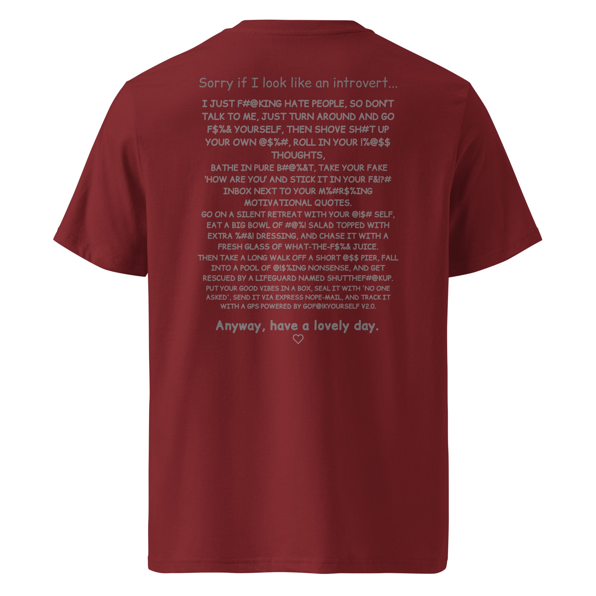 Sorry if I look like an introvert. Unisex Regular Organic T-Shirt Unisex Regular Organic T-Shirt Void & Verse Burgundy S