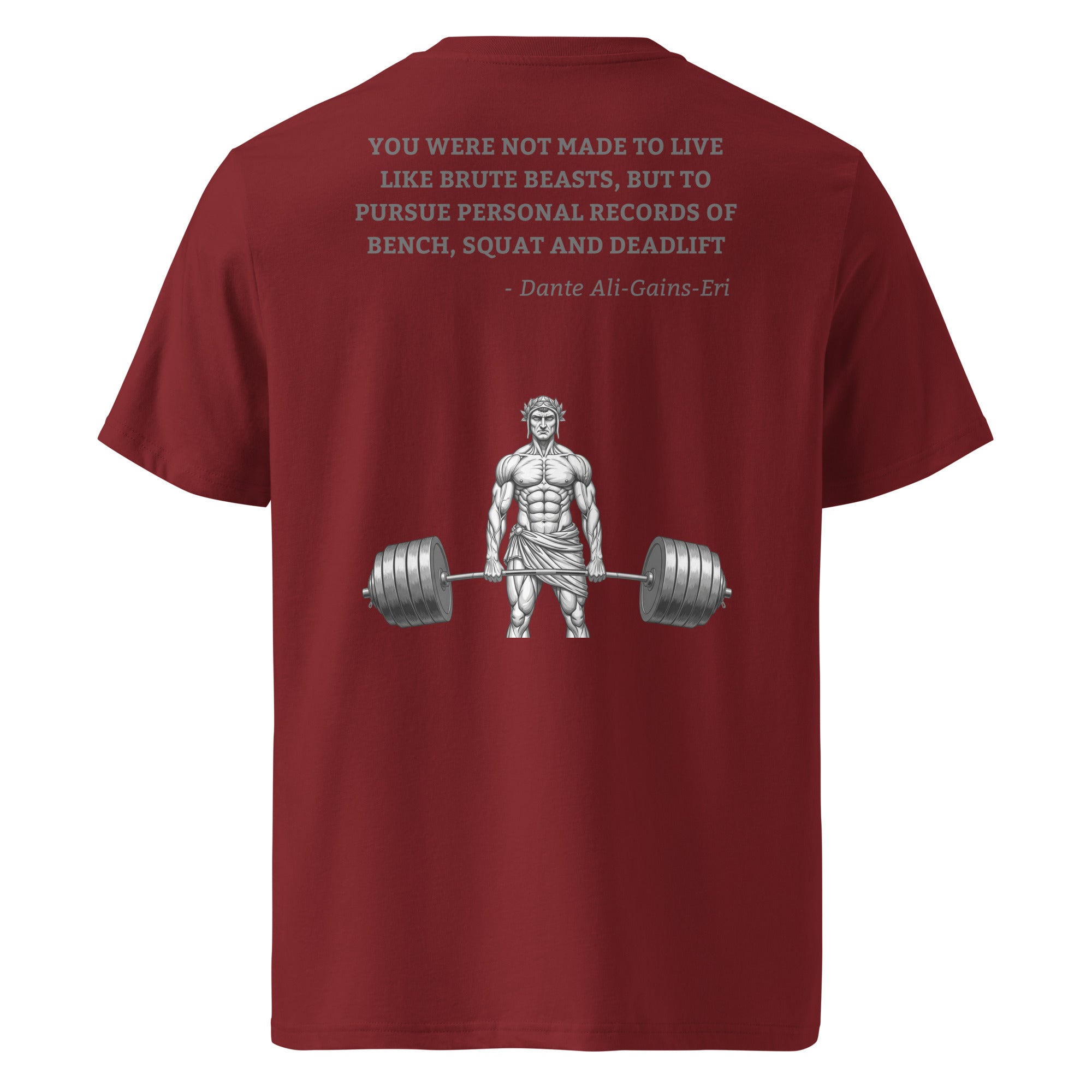 Dante Ali-Gains-Eri. Unisex Regular Organic T-Shirt Unisex Regular Organic T-Shirt Void & Verse Burgundy S