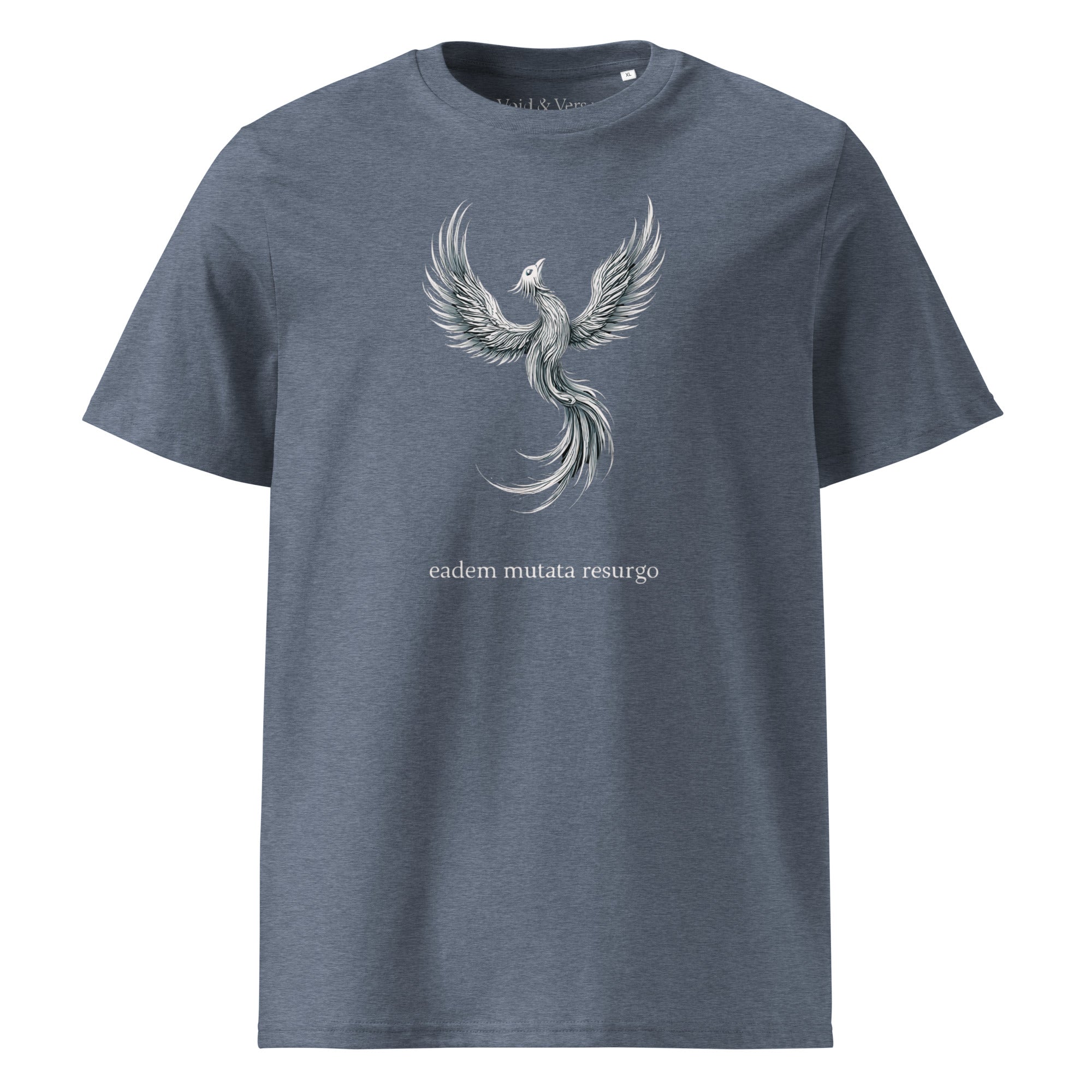 Eadem mutata resurgo. Unisex Regular Organic T-Shirt Unisex Regular Organic T-Shirt Void & Verse Dark Heather Blue S