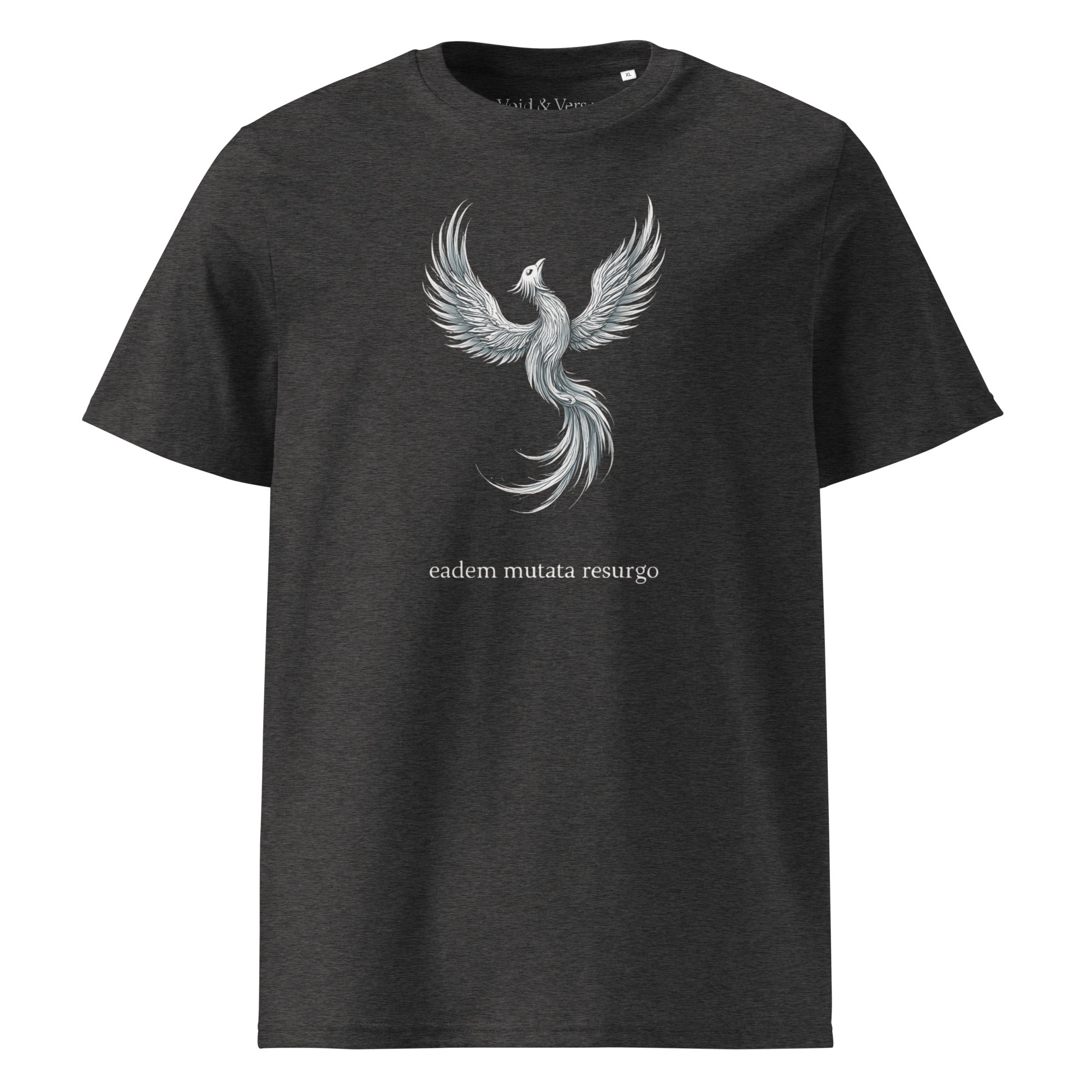 Eadem mutata resurgo. Unisex Regular Organic T-Shirt Unisex Regular Organic T-Shirt Void & Verse Dark Heather Grey S