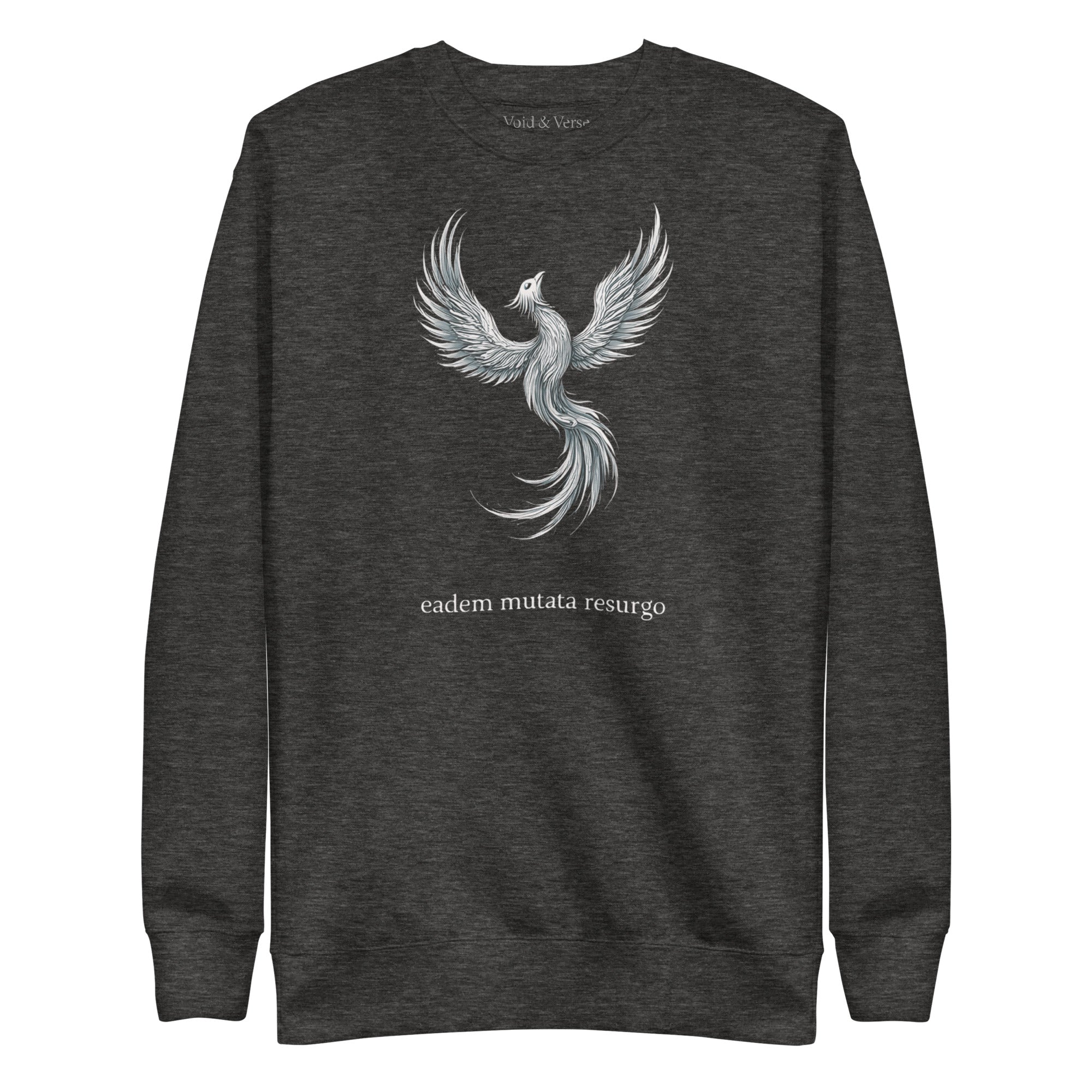 Eadem mutata resurgo. Unisex Sweatshirt Unisex Sweatshirt Void & Verse Charcoal Heather S